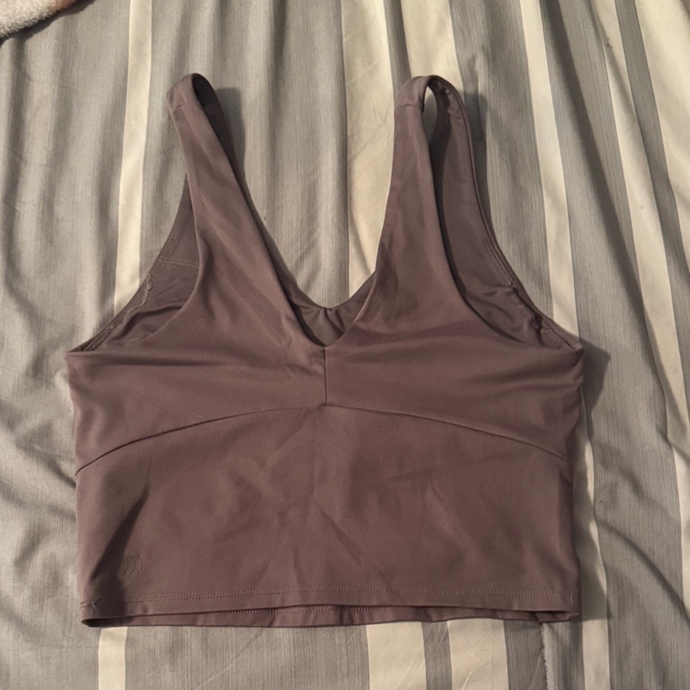 All in Motion Taupe V-Neck Crop Sports Bra - Picture 3 of 3